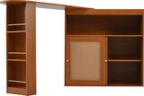thumbnail of Ausziehbarer Bartisch 193x39x104  Braun mit Stauraum Rattan Türfronten verstellbaren Ablagen Schiebetür und seitlichen Fächern aus MDF