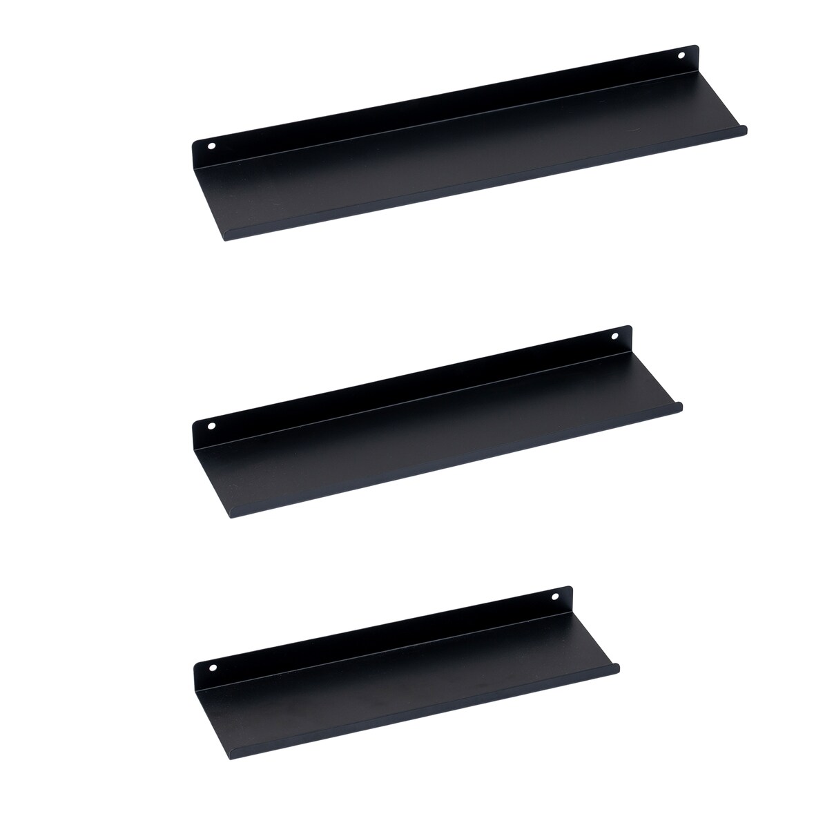 BERLINLODGE Wandregal Metall 3er Set | Matte Schwarz  | Schweberegal Wandboards Bücherregal 3-Teiliges Hängeregal, Wanddeko und Ablage