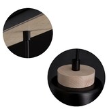 thumbnail of Applique 1 Luce Lancillotto A Cono In Acciaio Nero E Legno Naturale
