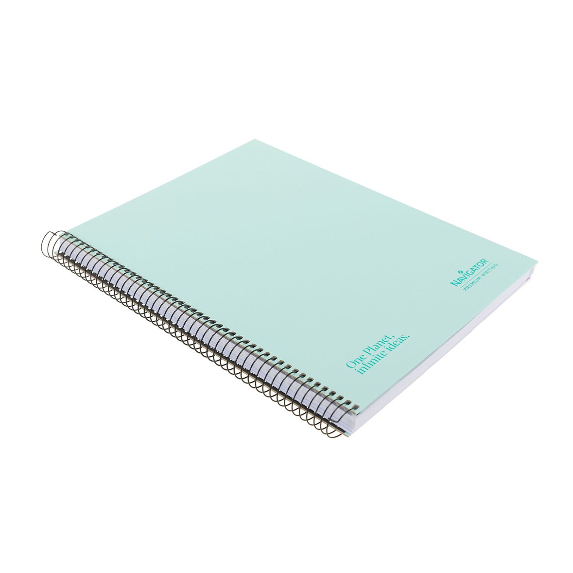 Caderno A4+ capa extra rígida 120H 80G quadriculado 5x5 microperfurado 5 faixas cor Navigator Mint soft