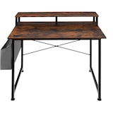 thumbnail of tectake Table de bureau avec étagère de rangement et poche en tissu - Bois foncé industriel, rustique, 120 cm - 404664