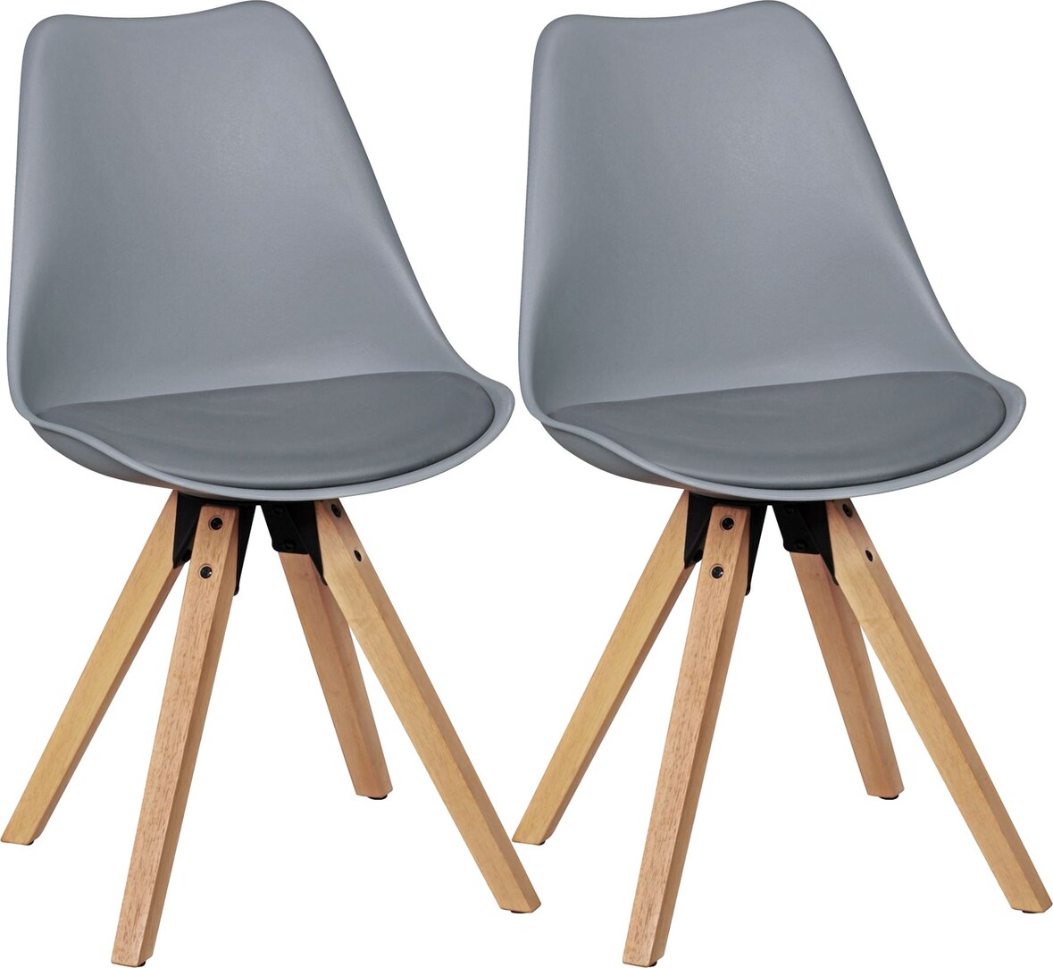 2er Set Esszimmerstühle `Lund`: Skandinavisches Design, Komfortables Sitzen. Grau, Material: Kunstleder, 49x52x87 cm | Kadima Design