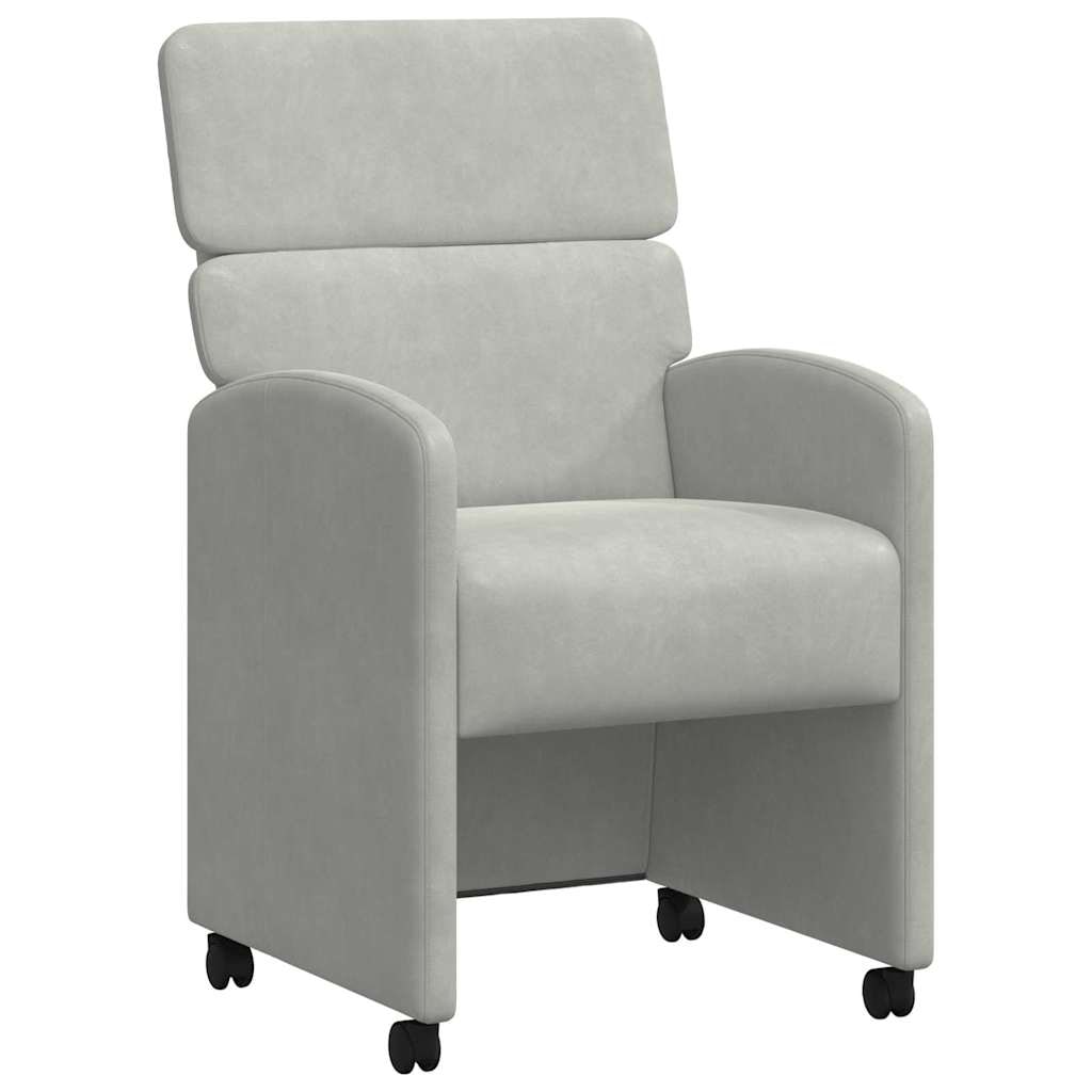 vidaXL Esszimmerstühle mit Rollen 2 pcs Hellgrau 58 x 65 x 98 cm Samt