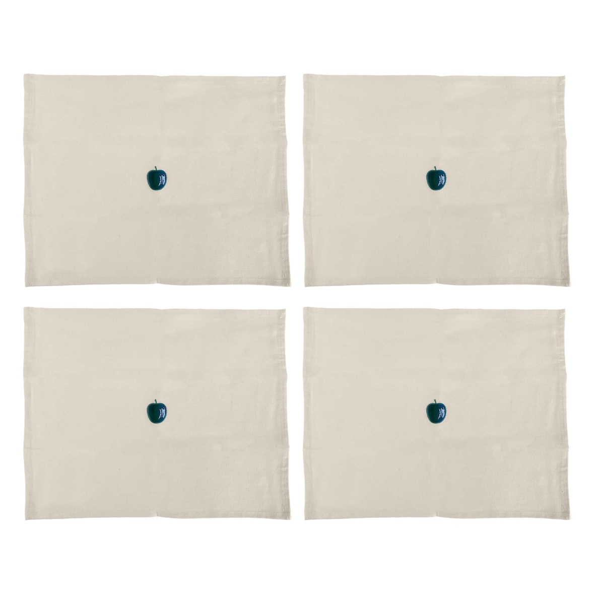 Benetton - Set di 4 tovagliette 45x35 cm 180G/M² in cotone Panna e Blu