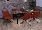 thumbnail of 6er-Set Esszimmerstuhl HWC-O48, Küchenstuhl, drehbar Auto-Return, Stoff/Textil Chenille (320g/m²) Öko-Tex ~ rotbraun