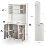 thumbnail of COSTWAY 180 cm keukenkast met werkblad, dressoir met 4 verstelbare planken en kabelopeningen (wit)
