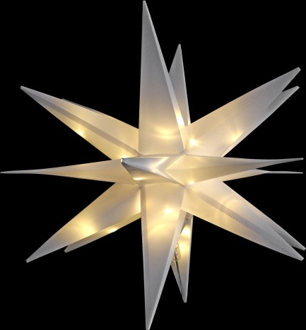 Leuchtstern Lichterstern Lichterkette 3D Timer 36 LEDs mit Erdspieß Weiß