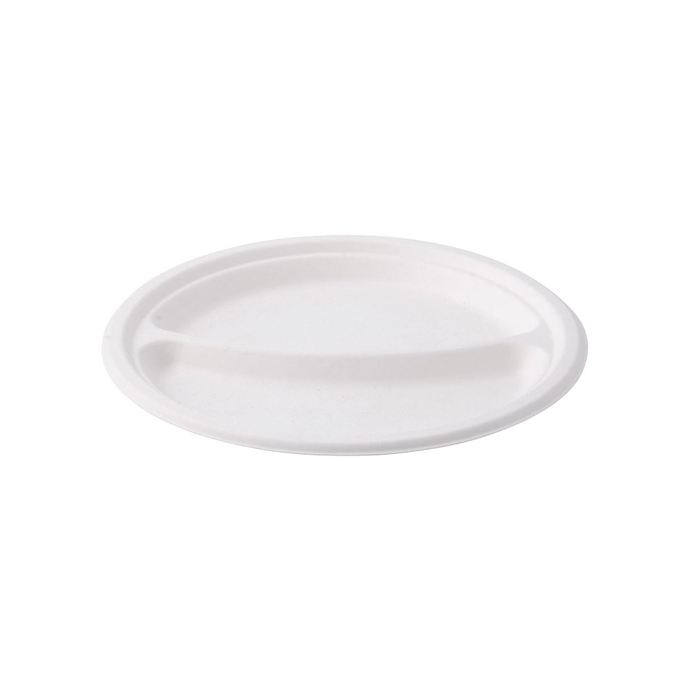 greenbox - Menüteller aus Zuckerrohr Ø 22 cm, 2 Kammern, rund, 500 St.