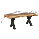 thumbnail of Esszimmertisch 200 x 100 x 77 cm Akazie Landhaus-Stil Voll-Holz, Design Esstisch rechteckig, Tisch für Esszimmer Baumstamm, Küchentisch 8