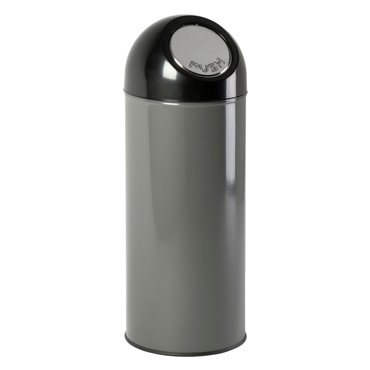 Afvalbak met pushdeksel 55 ltr - metallic, zwart