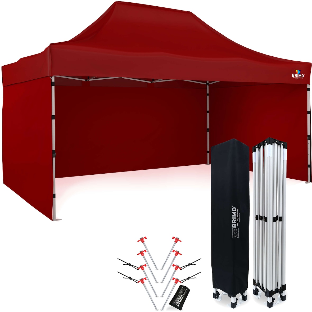 MX pavillon 3x4,5 m - mit 3 Wänden - Rot