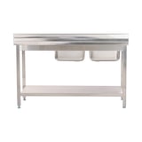 thumbnail of Romux® Fregadero de Acero Inoxidable de 2 Senos con Escurridor Derecha 1600x600x850 mm Desmontable | Pica Industrial con patas | Pila Lavadero