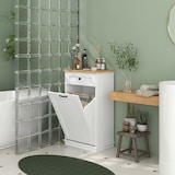 thumbnail of Mueble auxiliar de baño armario de baño con cajón cesto para la ropa y diseño anti-vuelco mueble de baño moderno 52x33x90 cm blanco
