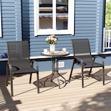 thumbnail of Outsunny conjunto de mesa y sillas de terraza exterior de 3 piezas muebles de jardín exterior con sillas apilables encimera de vidrio negro