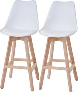 thumbnail of 2er-Set Barhocker Malmö T501, Retro Design ~ weiß, Sitzfläche Kunstleder weiß, helle Beine