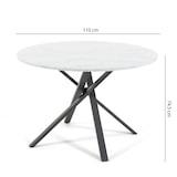 thumbnail of Table ronde ⌀110 cm, pieds croisés en métal, plateau stratifié, table à manger pour 4 personnes, pieds en X, style moderne - Carlo - Marbre