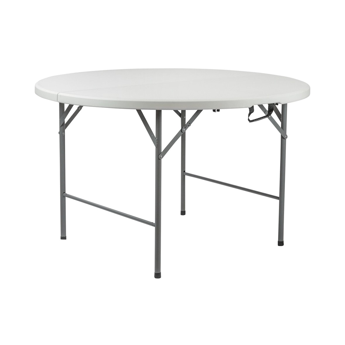 Mesa Plegable Redonda Efecto Granito Blanco Ø122x74cm 7house