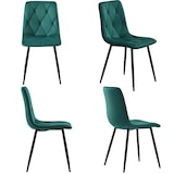 thumbnail of Esszimmerstuhl 4er Set 86x46x43 cm Dunkelgrün mit Twill Samtbezug Fischgrätenmuster Polsterung und schwarzen Metallbeinen stabil bis 150 kg