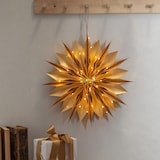 thumbnail of Papierstern Melli Weihnachtsstern Faltstern mit Lichterkette hängend 45cm gold