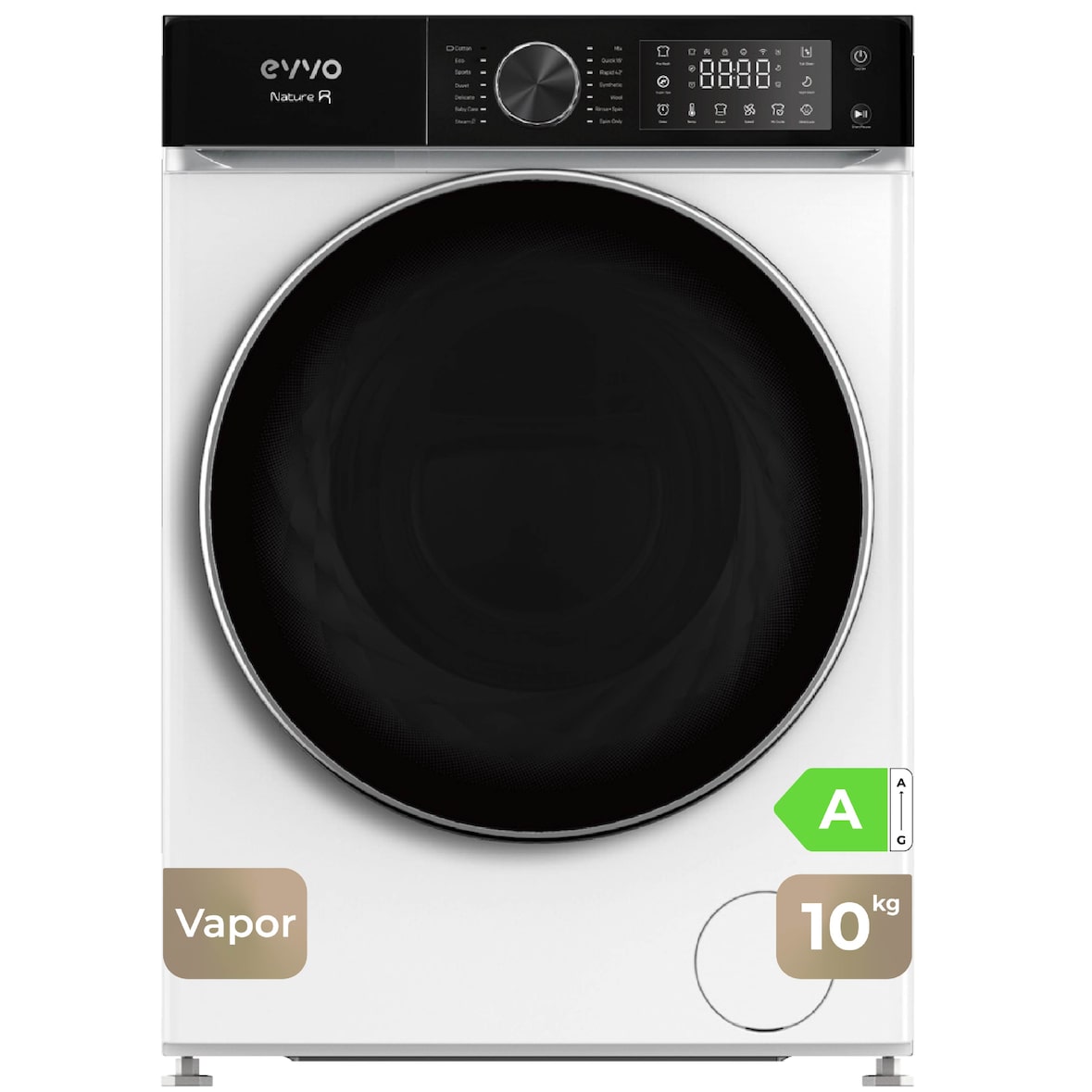 EVVO Secadora 10 kg bomba de calor Nature SR10, Clase energética E, AirWash, Sensor de humedad, Antiarrugas, Inicio diferido, blanca