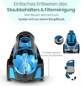 thumbnail of Emerio Staubsauger ohne Beutel – 2 Liter – HEPA-Filter – Kabellänge 4,5 m – Hochleistungsbürste – 700 W – VCE-108278.10 – Schwarz / Blau