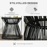thumbnail of Outdoor-Beistelltisch PE-Rattan Schwarz mit Glasplatte, Boho-Stil, 40x40x42 cm