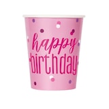 thumbnail of 8 Becher Happy Birthday rosa & silber