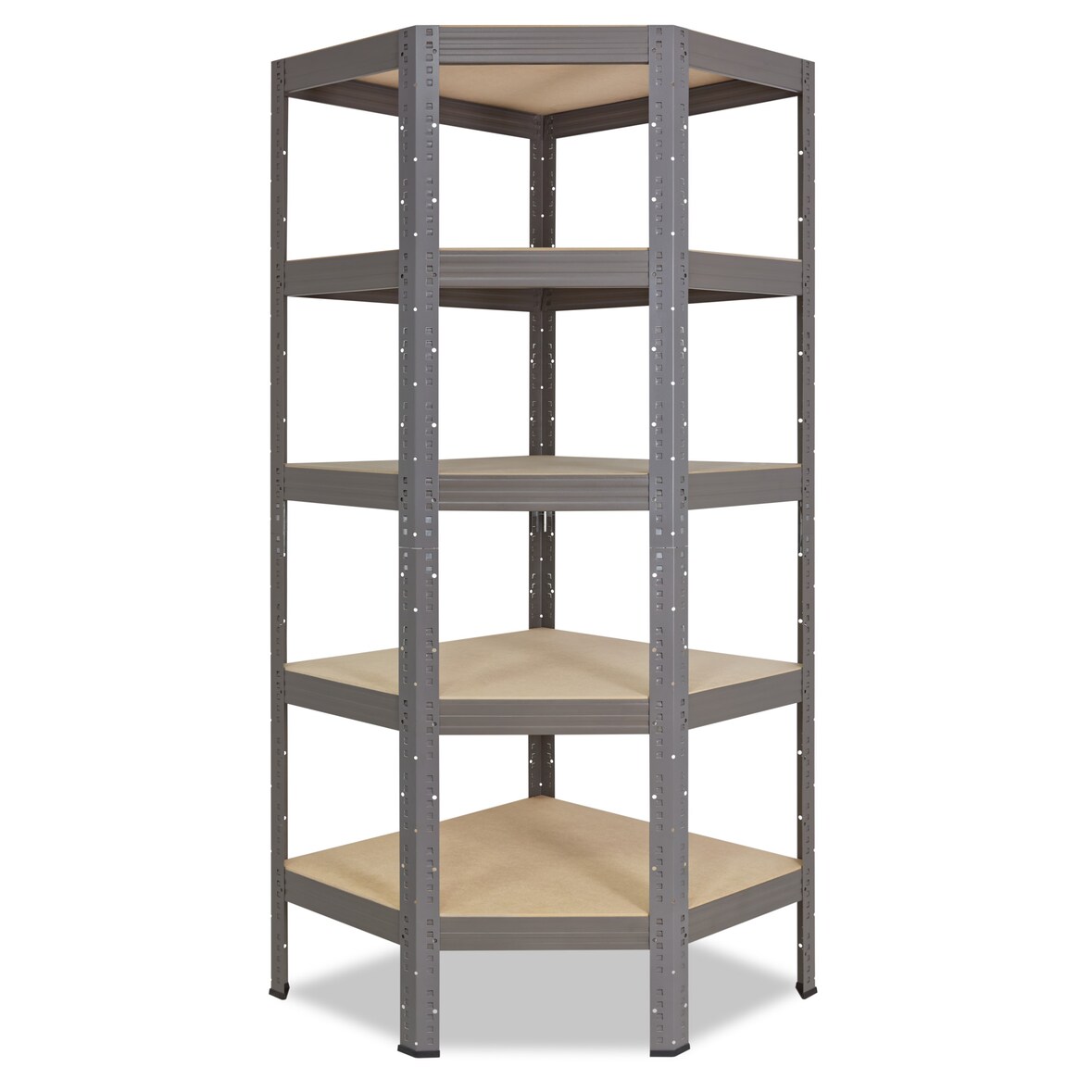 shelfplaza PRO Eckregal 180x70x40 cm in grau mit 5 Böden und 200 kg Traglast pro Boden
