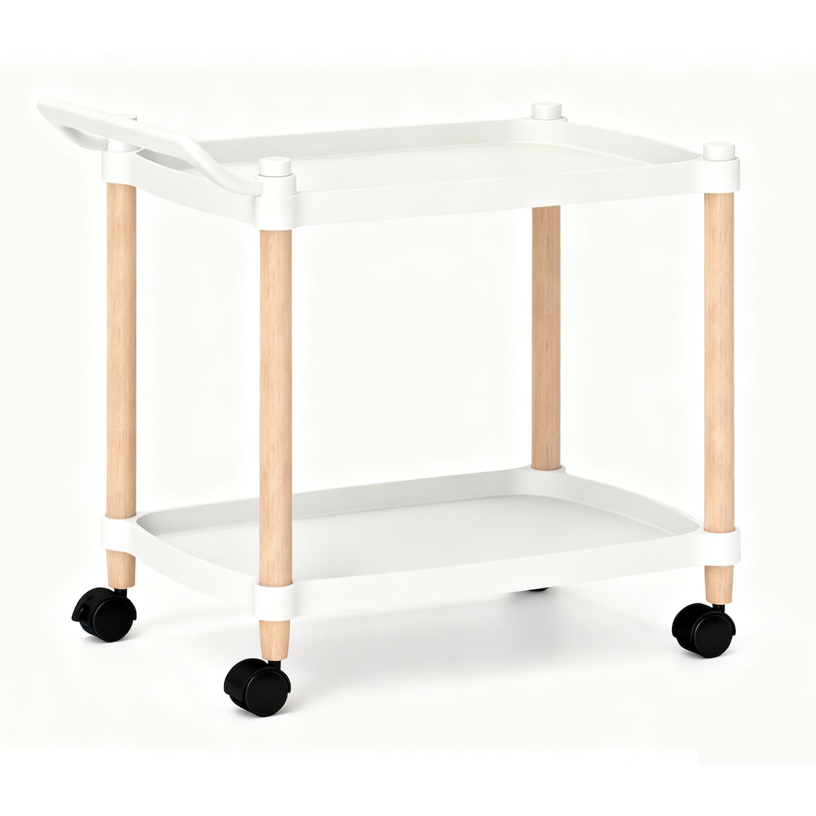 COSTWAY Carrinho de Serviço, 2 Níveis, Prateleira Rebaixada com Rodas, Carrinho de Cozinha com Freios e Alça, Prateleira de Cozinha para Sala de Estar