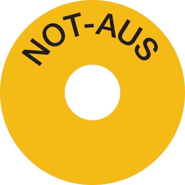 Not-Aus-Schalter Kennzeichung (schwarz) - 80 mm Folie selbstklebend