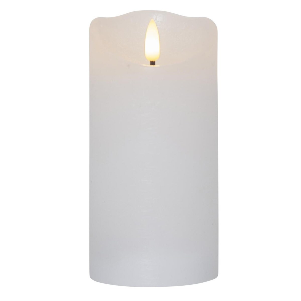 LED Kerze Rustik Optik Echtwachs flackernde Flamme H: 15cm Timer Batterie weiß