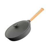 thumbnail of Ø22cm 43mm hoch Gusseisenpfanne mit Holzgriff und Gusseisen Deckel Induktion Bratpfanne