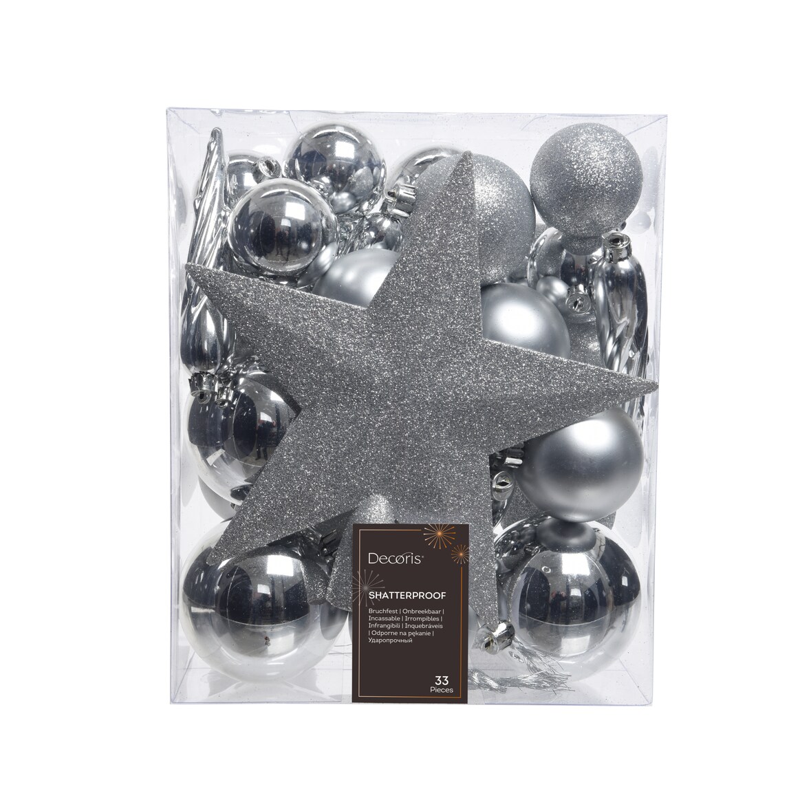 Decoris 023371 Kerstballen kunststof 8cm Set van 33 stuks