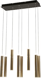 thumbnail of Fabas Luce Prado 8-flammige Pendelleuchte - 52 W dimmbare LED - lineares Messingdesign