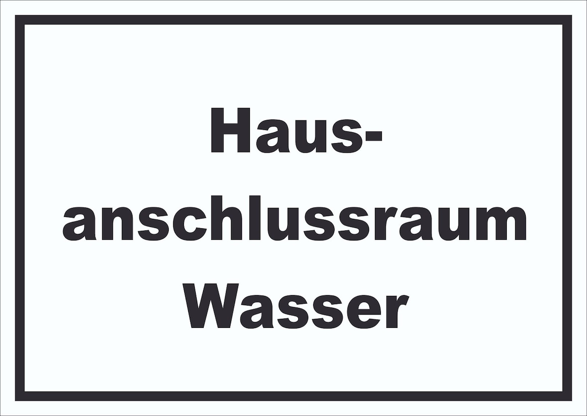 Hausanschlussraum Wasser Schild mit Text HAR waagerecht A0 (841x1189mm)