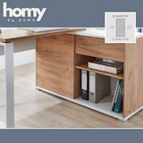 thumbnail of bümö Schreibtisch 120x60 cm mit integriertem Sideboard in Weiß-Eiche, Eckschreibtisch mit Schubladen & Regal - Winkelschreibtisch L-Form, PC Tisch,