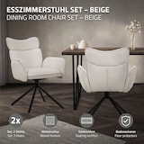 thumbnail of ML-Design Esszimmerstühle drehbar 2er Set Beige Stoff, 360° Drehstuhl mit Armlehne & Rückenlehne, Polsterstuhl Metallbeine