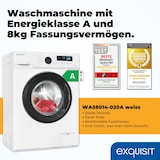 thumbnail of Exquisit Waschmaschine 8kg, Energieeffizienzklasse A, max. 1400 U/Min, 13 Programme, Startzeitvorwahl, Kindersicherung, WA58014-020A weiss