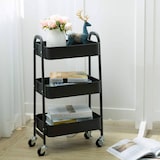 thumbnail of WellHome - Carrello da cucina nero con 3 cestelli e ruote 79,5 cm