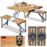 thumbnail of CASARIA® Campingtisch Klappbar mit Stühlen Schirmständer Camping Klapptisch Alu Holz
