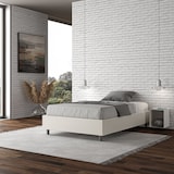 thumbnail of Französisches Doppelbett mit gepolstertem Behälter 140x200, weißem Kunstleder Azelia