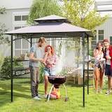 thumbnail of COSTWAY Grillpavillon mit Doppeldach, Seitenablagen, Metallkorb, Haken und Flaschenöffner, wetterfest