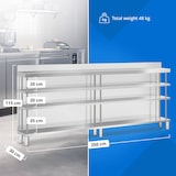 thumbnail of Royal Catering Tavolo da lavoro per bar - acciaio inox - 250 x 30 x 115 cm - 4 ripiani - retroscena -
