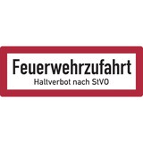 thumbnail of Feuerwehrschild, Feuerwehrzufahrt Haltverbot - DIN 4066 - 594x210x2 mm Aluminium 2 mm