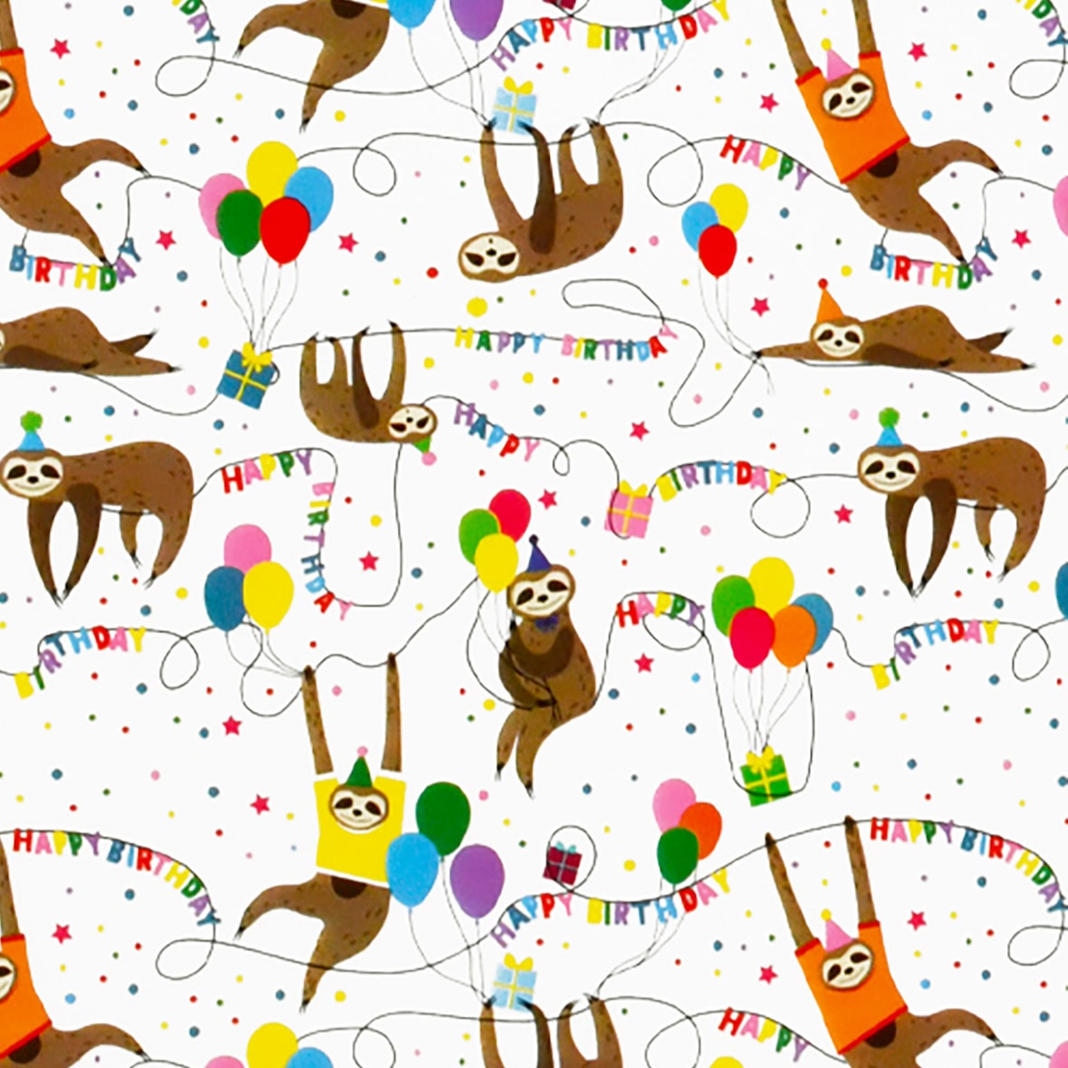 Geschenkpapier Happy Birthday 70cm 2m Rolle Faultier Motiv Geschenk Papier Kindergeburtstag Geburtstag Tiermotiv Geschenkpapierrolle Packpapier Bunt