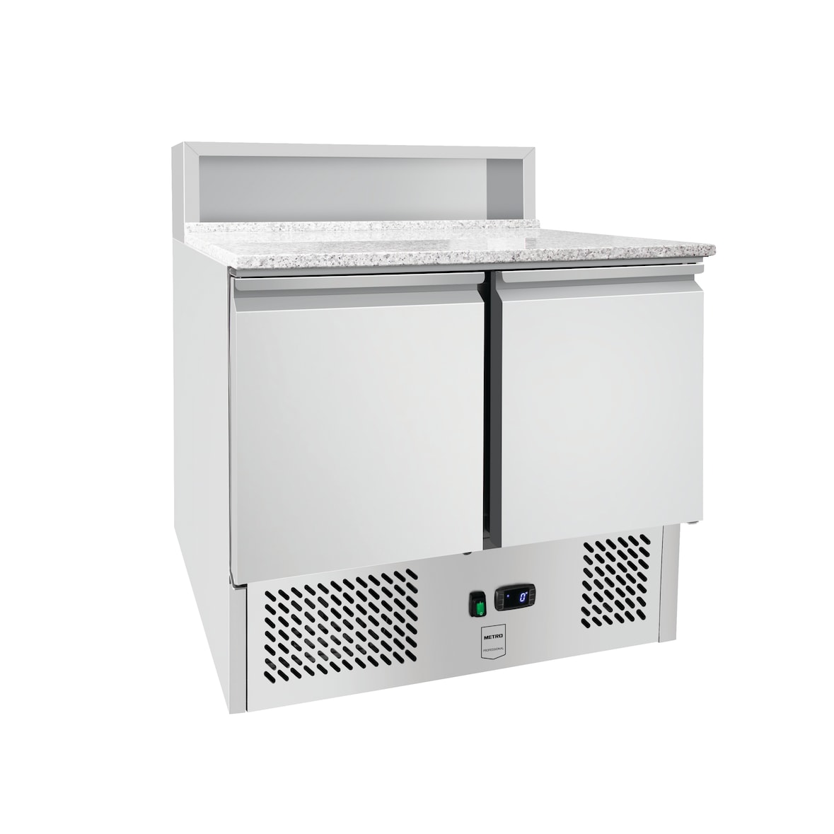 METRO Professional Pizza-koelwerkbank GPS 3600, roestvrij staal, 90 x 70 x 110 cm, 310 W, 286 L, GN-compatibiliteit, 4 legplanken, zilver