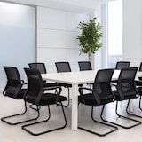 thumbnail of Sedie Visitatore Set x2 con Braccioli per Riunione Sala d'Attesa in Tessuto Nero Poltrone Ufficio 59x49x91 cm