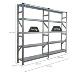 thumbnail of PROREGAL Fachbodenregal PROXIMO Stecksystem | Komplettregal | HxBxT 200x240x32cm | 5 Ebenen | Fachlast 200 kg | Beidseitig nutzbar | Verzinkt