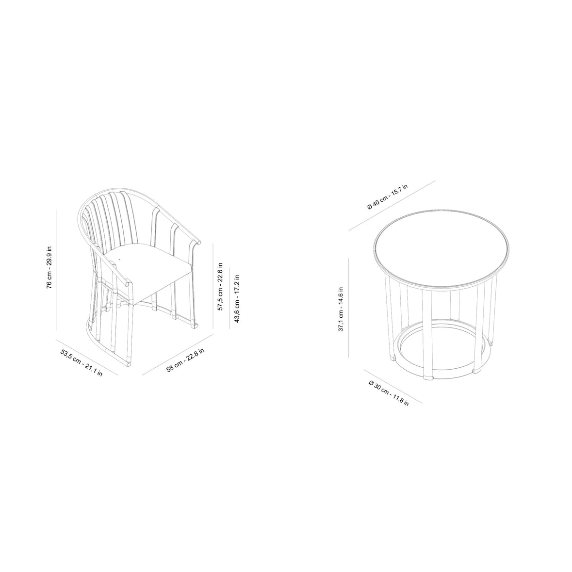 Resol RAFF Fauteuil-Table Intérieur, Extérieur Set 2+1 Toscane
