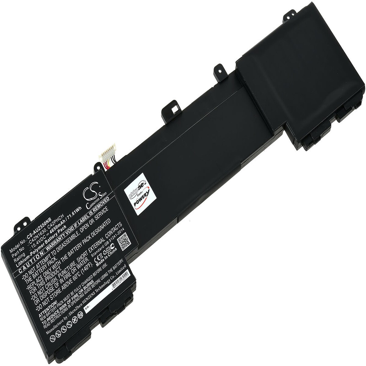 Powery Akku passend für Laptop Asus ZenBook Pro UX550VD-BN032T, UX550VD-BN068T, Typ C42N1630 u.a.